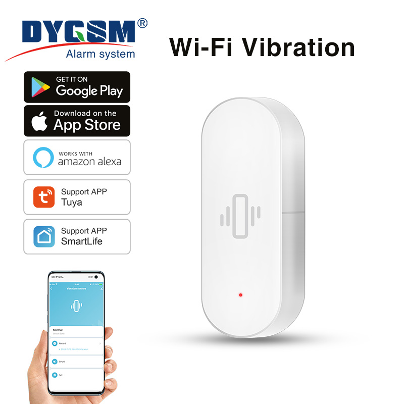 Home Security Alexa - Tuya WiFi-Vibrationssensor, empfindliche Erkennung, intelligente Warnungen,