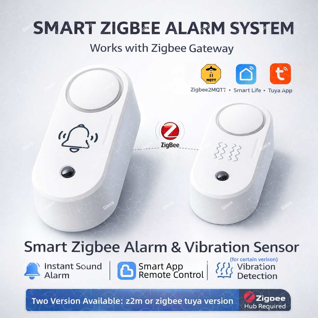 Home Security Options - Zigbee-Sirenenalarm mit optionaler Vibrationserkennung, Sound- und