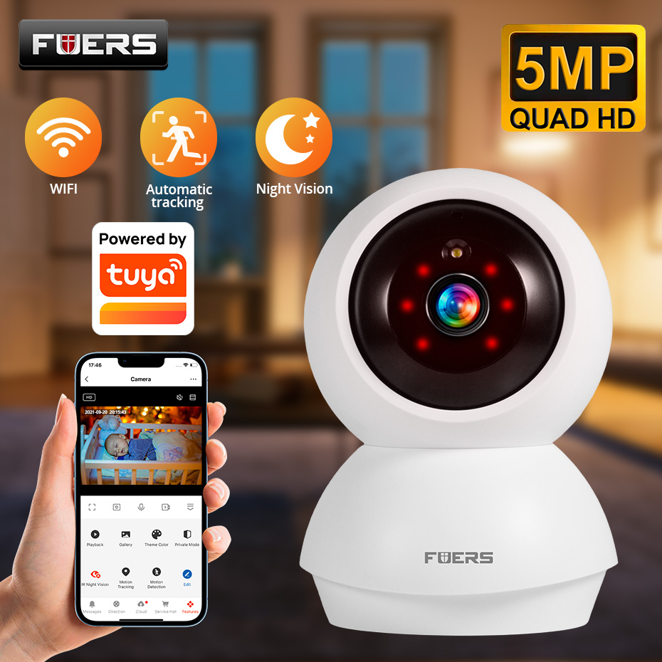 Home Security Xiaomi - Fuers 5MP WLAN-Kamera für den Innenbereich,