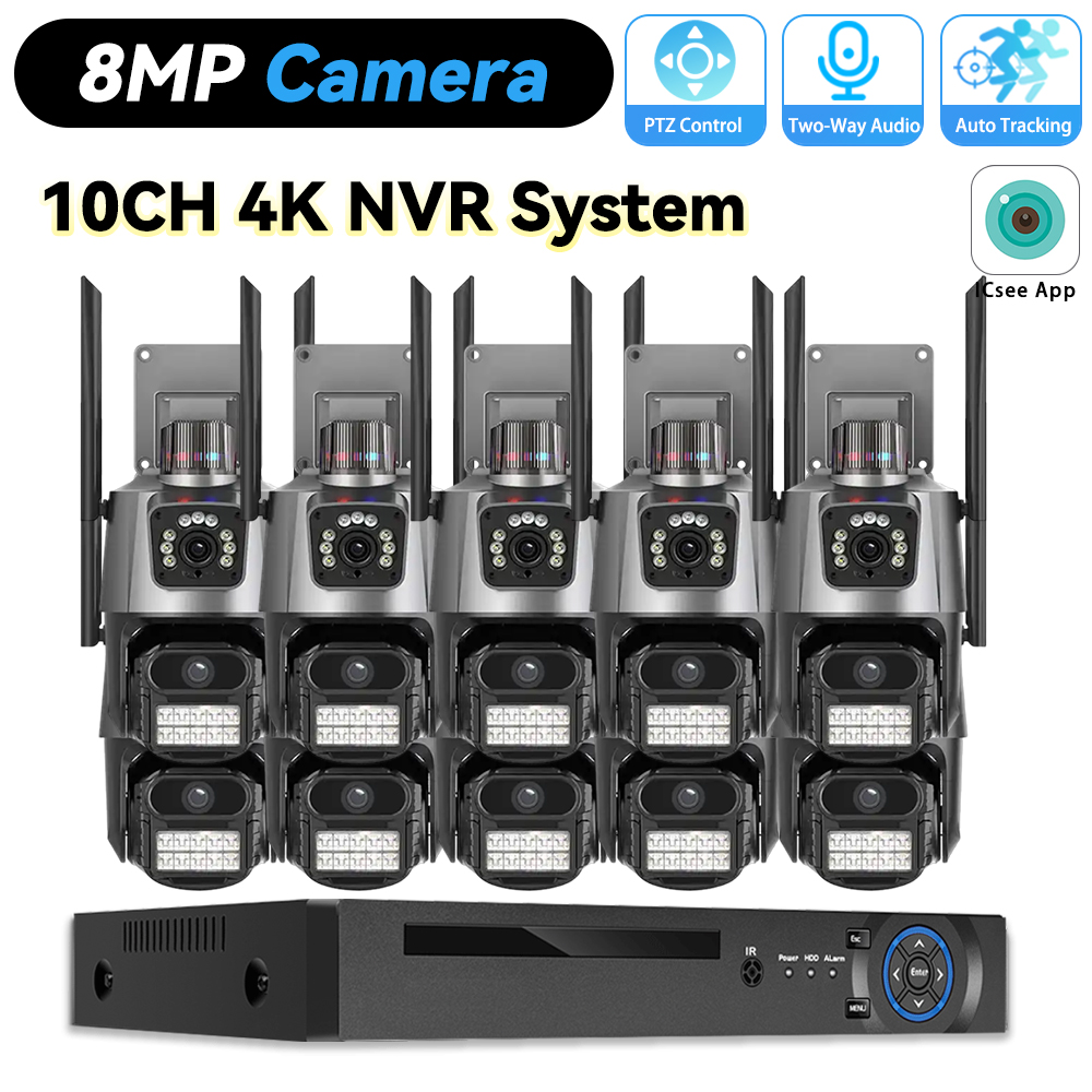 Home Security Video Recording Systems - 10-Kanal POE NVR 8MP 4K PTZ