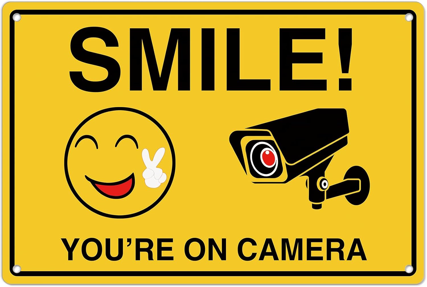 Home Security Company - Smile Youre On Kameraschilder; Rostfreie Aluminium-Videoüberwachung