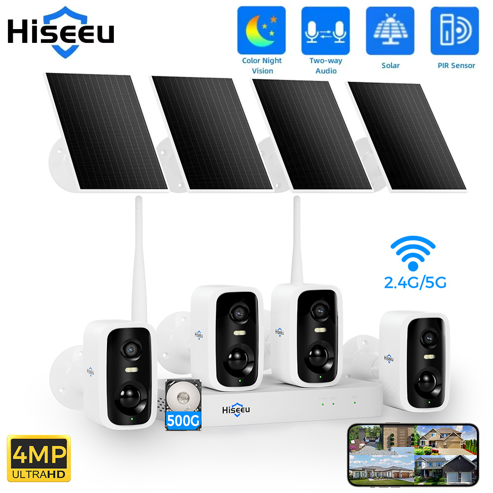 Home Security And Monitoring - Hiseeu 10CH NVR 4MP WiFi Solar